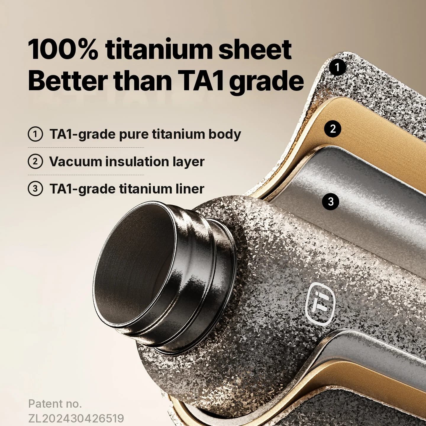 Titanium elektrisk varmevandskop 1L til bil og hjem med stik