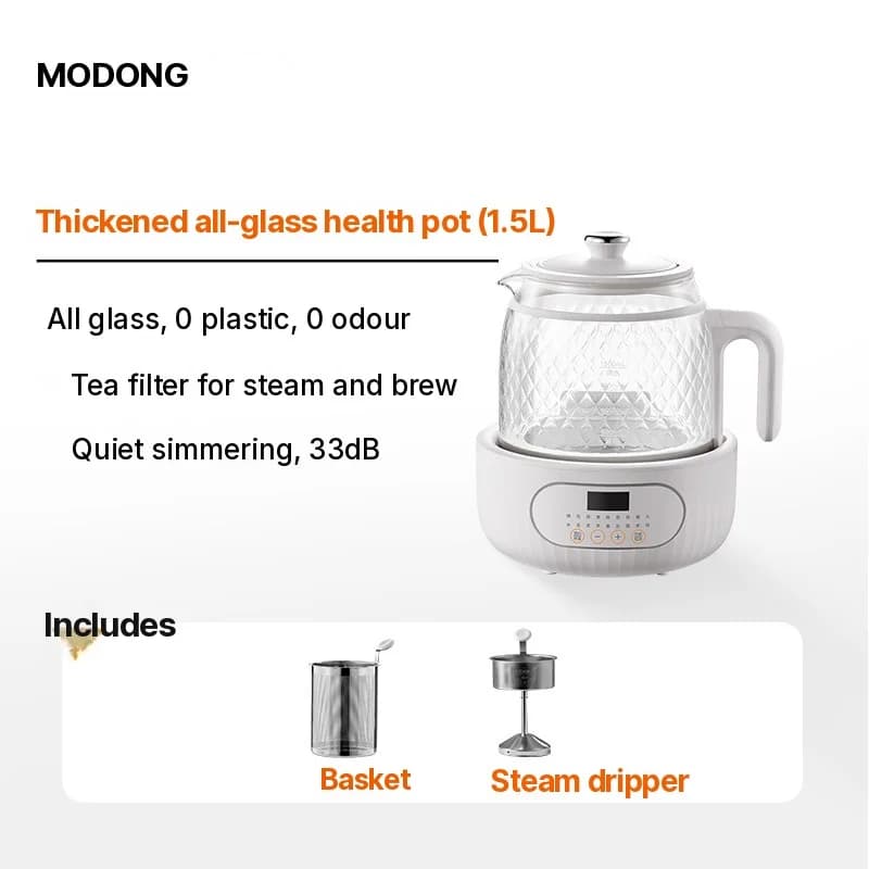 Elektrisk sundhedskande i glas med dobbeltlags anti-skoldning