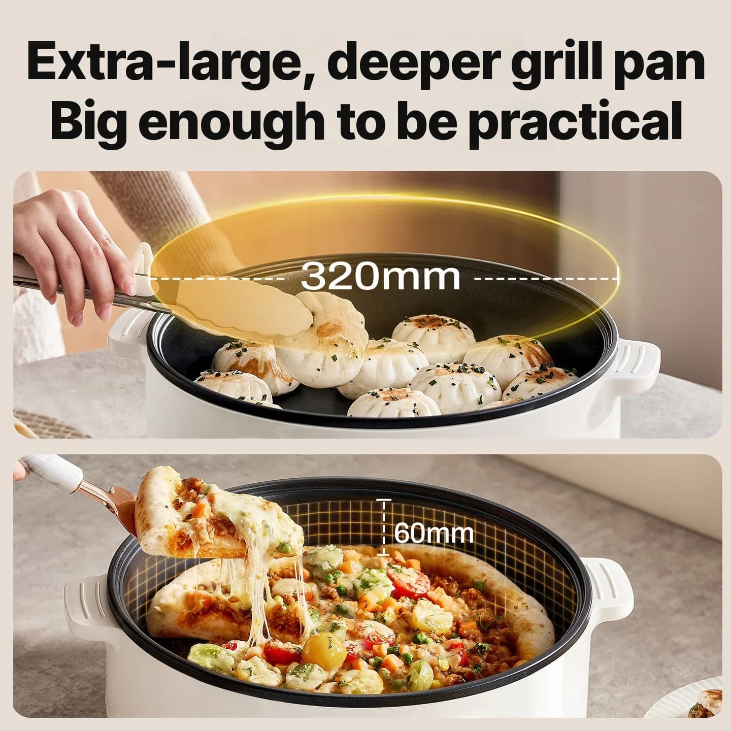 Elektrisk dobbeltsidet grillplade 4L non-stick 1800W