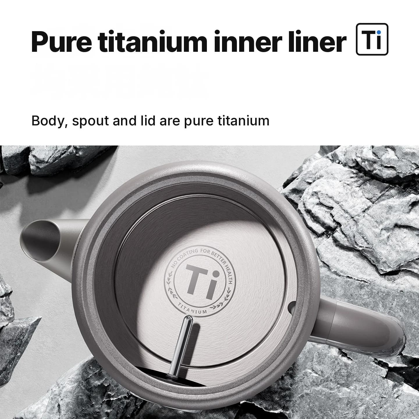Ren titanium elkedel 1.8L med temperaturdisplay