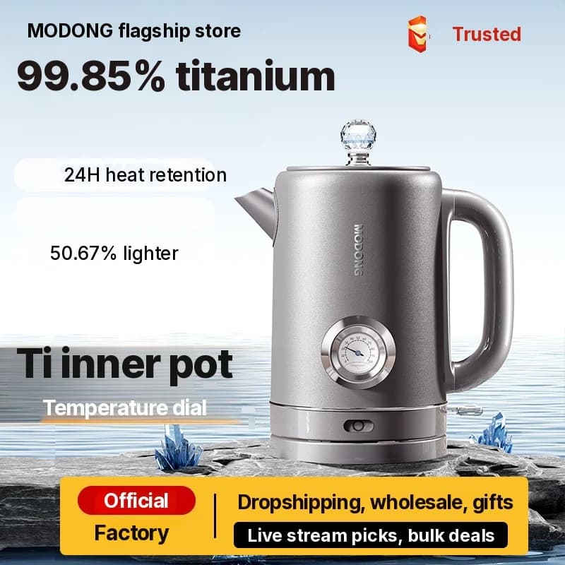 Ren titanium elkedel 1.8L med temperaturdisplay