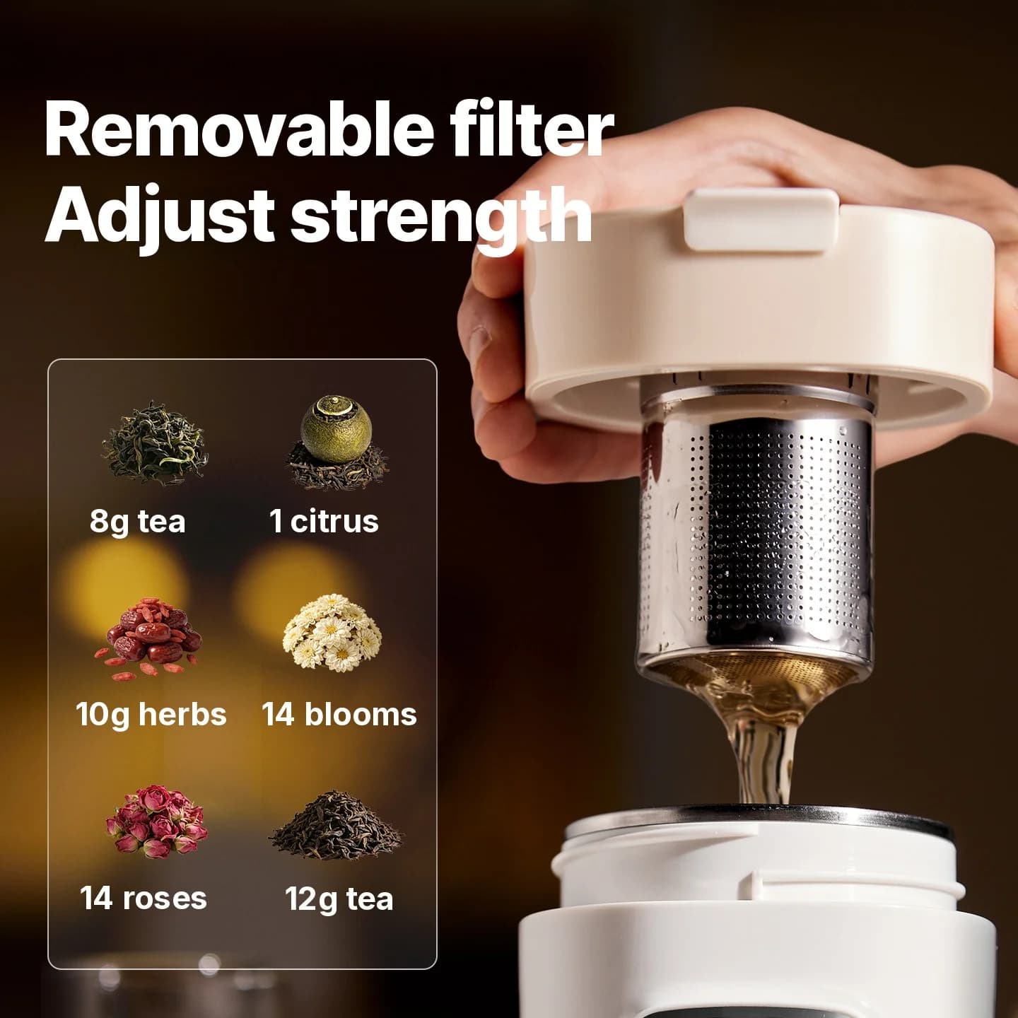 Bærbar elektrisk vandvarmekop med filter, 220V