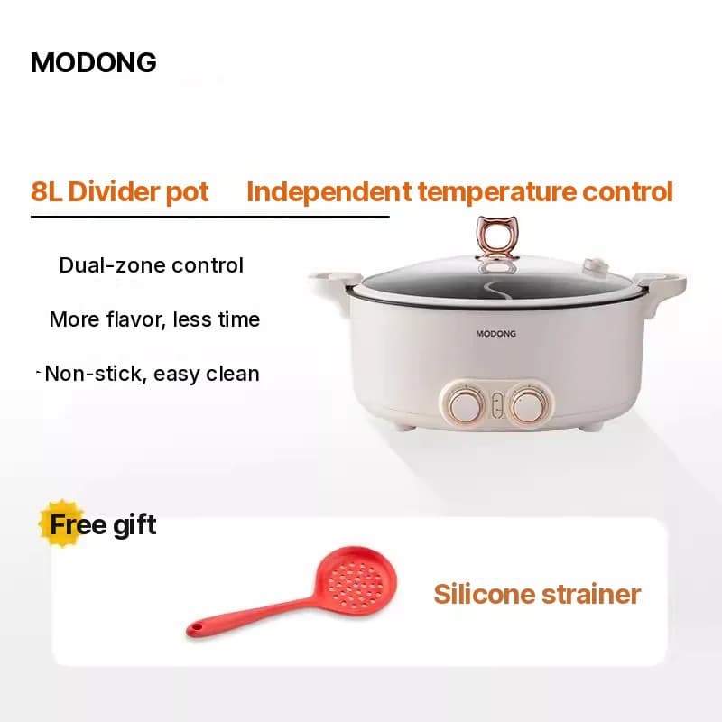Elektrisk hotpot med rumdeler, 6L-8L, 220V, 5-6 personer