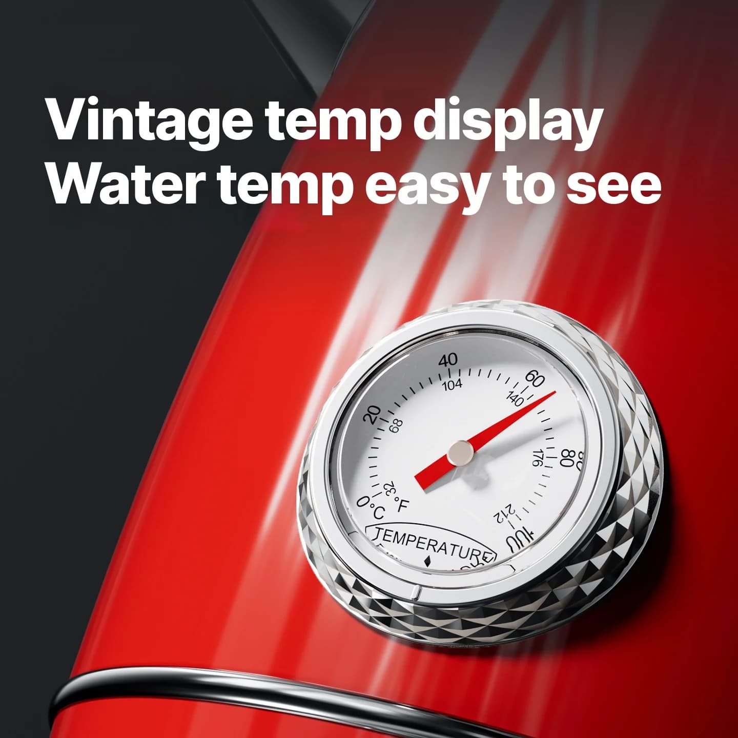 Rustfri elektrisk kedel med temperaturmåler 1.8L