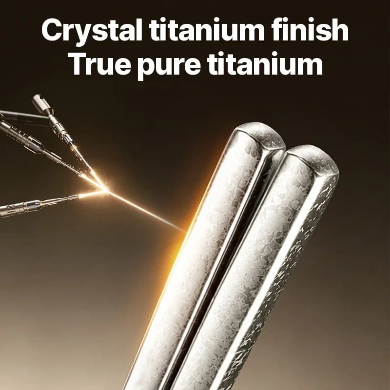 Sæt med pure titanium spisepinde, 5 par, 23cm, spejlpoleret