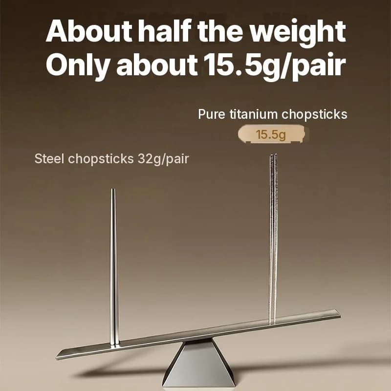 Sæt med spisepinde i rent titanium til hjemmebrug, 5 par