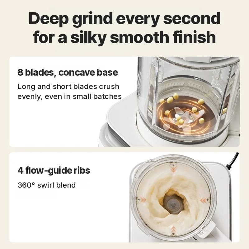 Opvarmningsblender med støjsvag drift og varmholdelsesfunktion