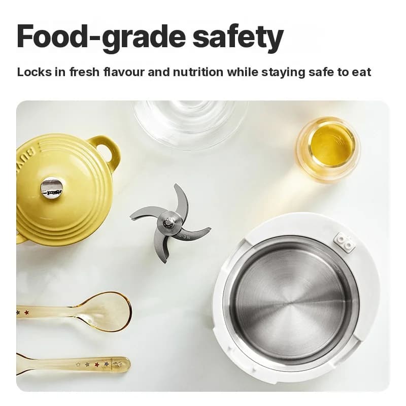 Babyfood-maskine med opvarmningsblender og dampning samt formaling