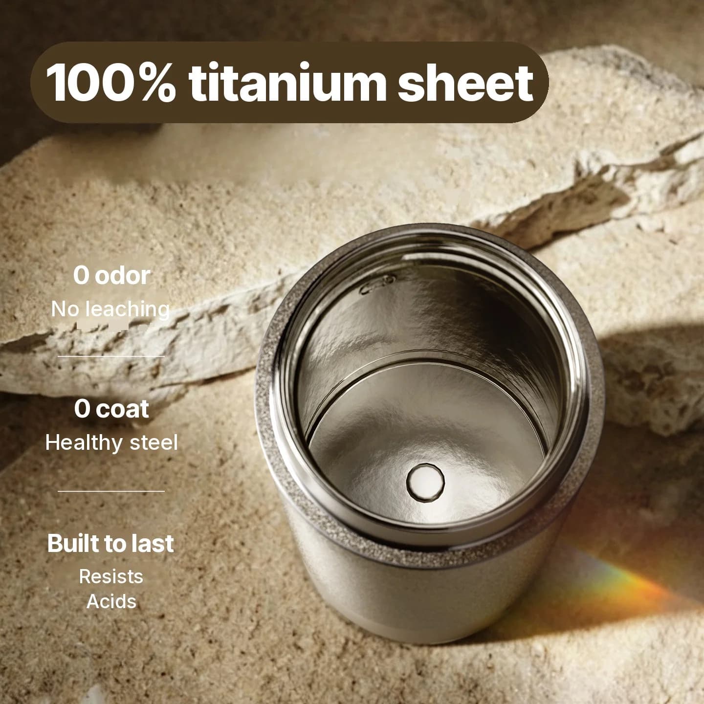 Titanium elektrisk rejsekop 350ml med temperaturkontrol