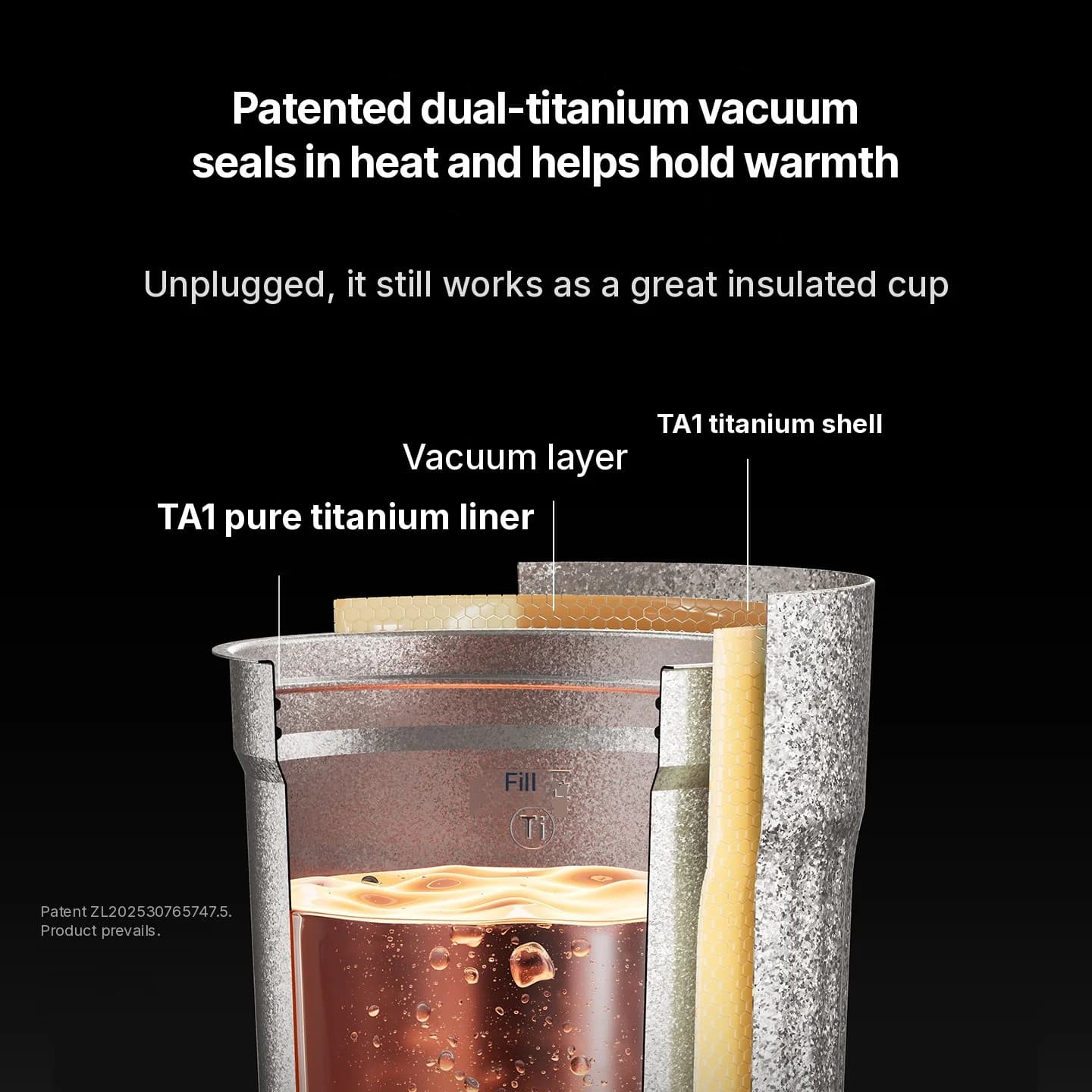 Bærbart titanium elektrisk varmebæger 400ml temperaturdisplay