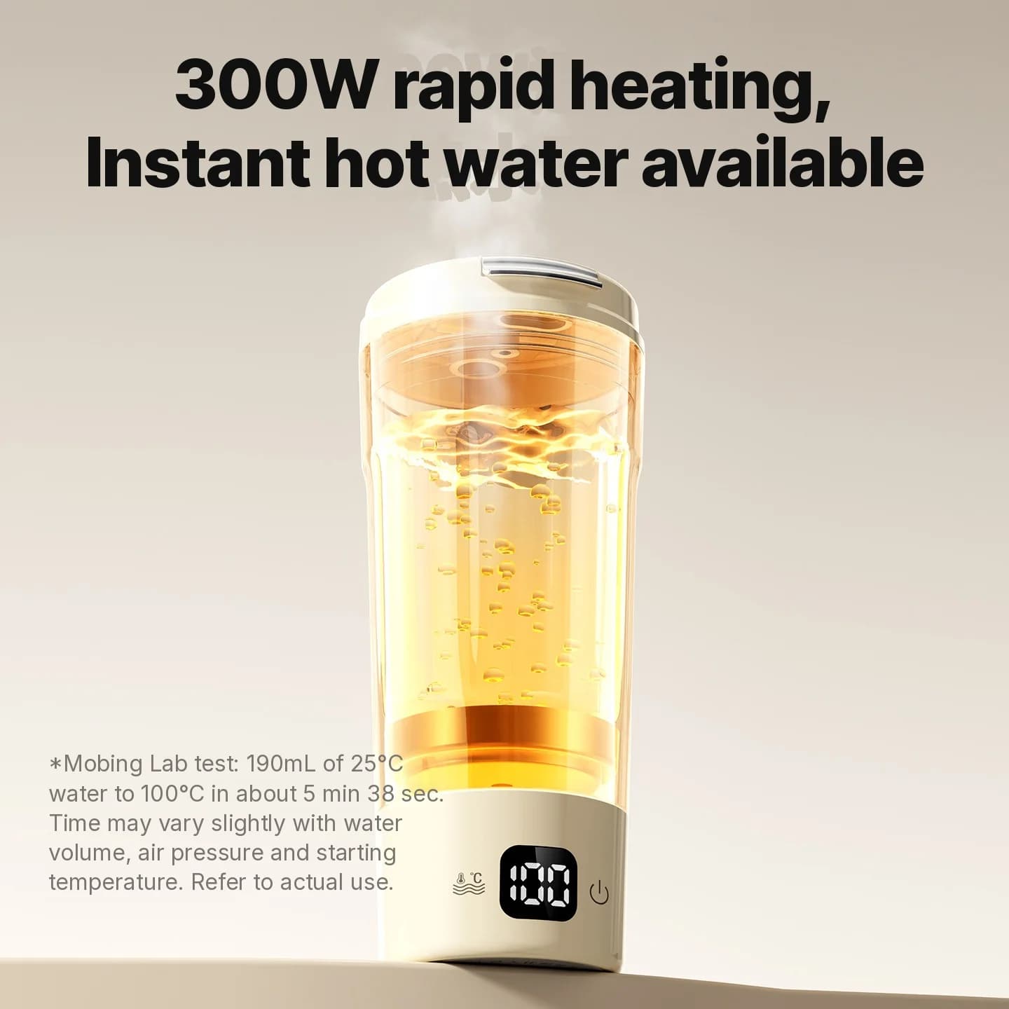 Bærbart elektrisk varmebæger, 400 mL, 7 temperaturindstillinger