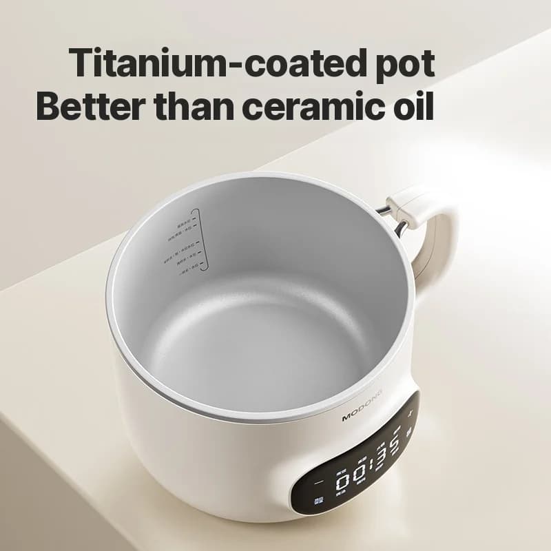 Mini elektrisk madlavningsgryde 2L med nonstick keramisk indlæg og damper