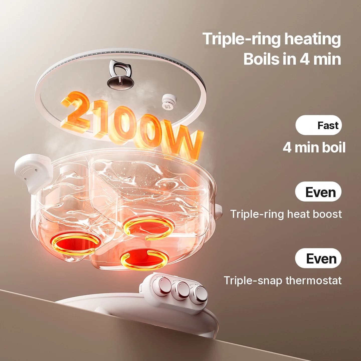 Elektrisk hotpot med skillevæg, 5,6L/8L, 220V