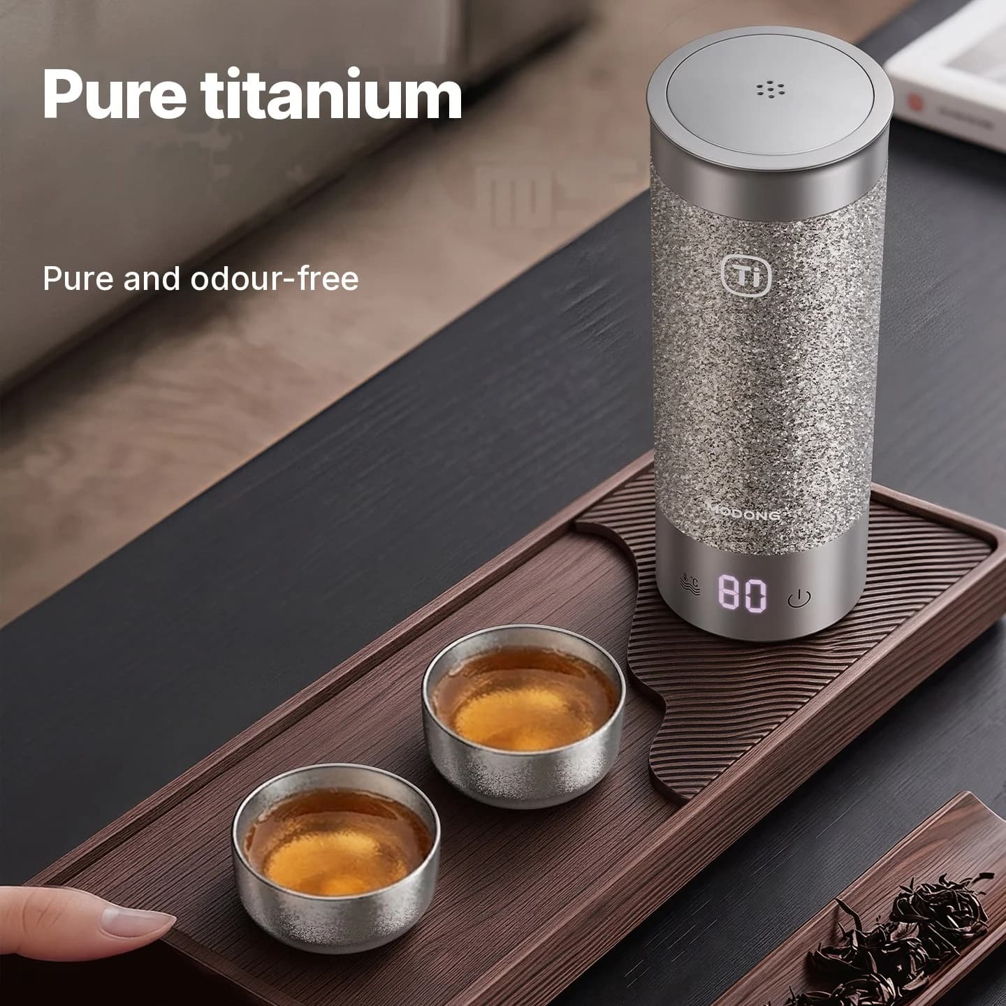 Rent titanium Gongfu-tekop sæt 55ml håndlavet, mat finish