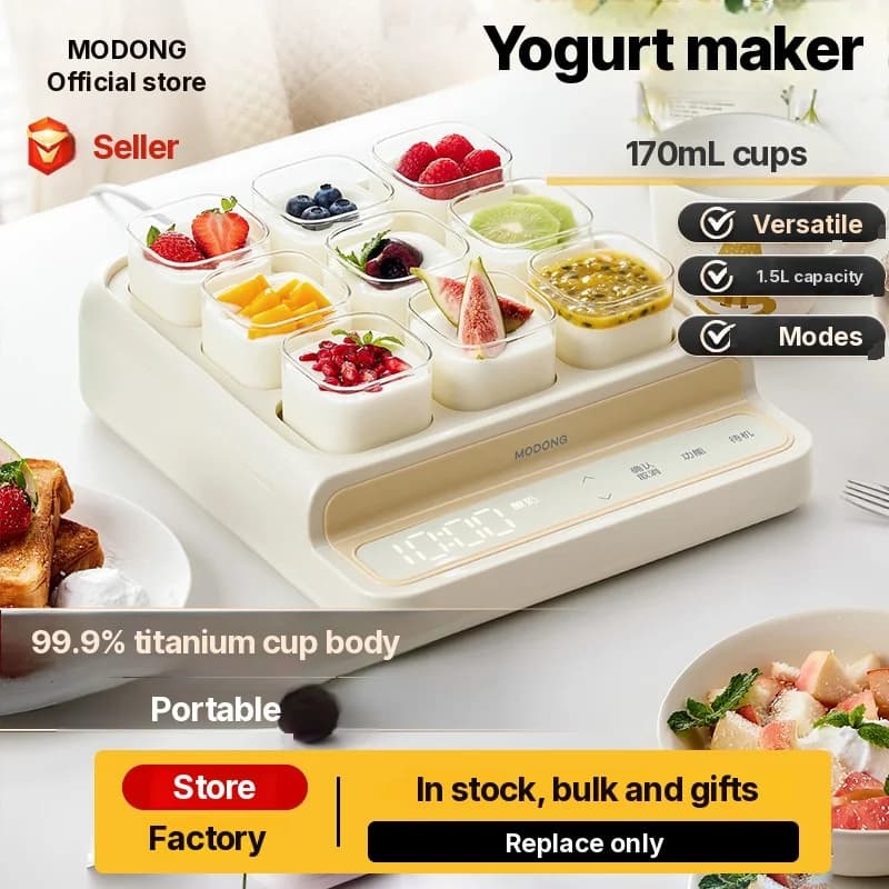 Yoghurtmaskine til 9 kopper med glasindsats og timer