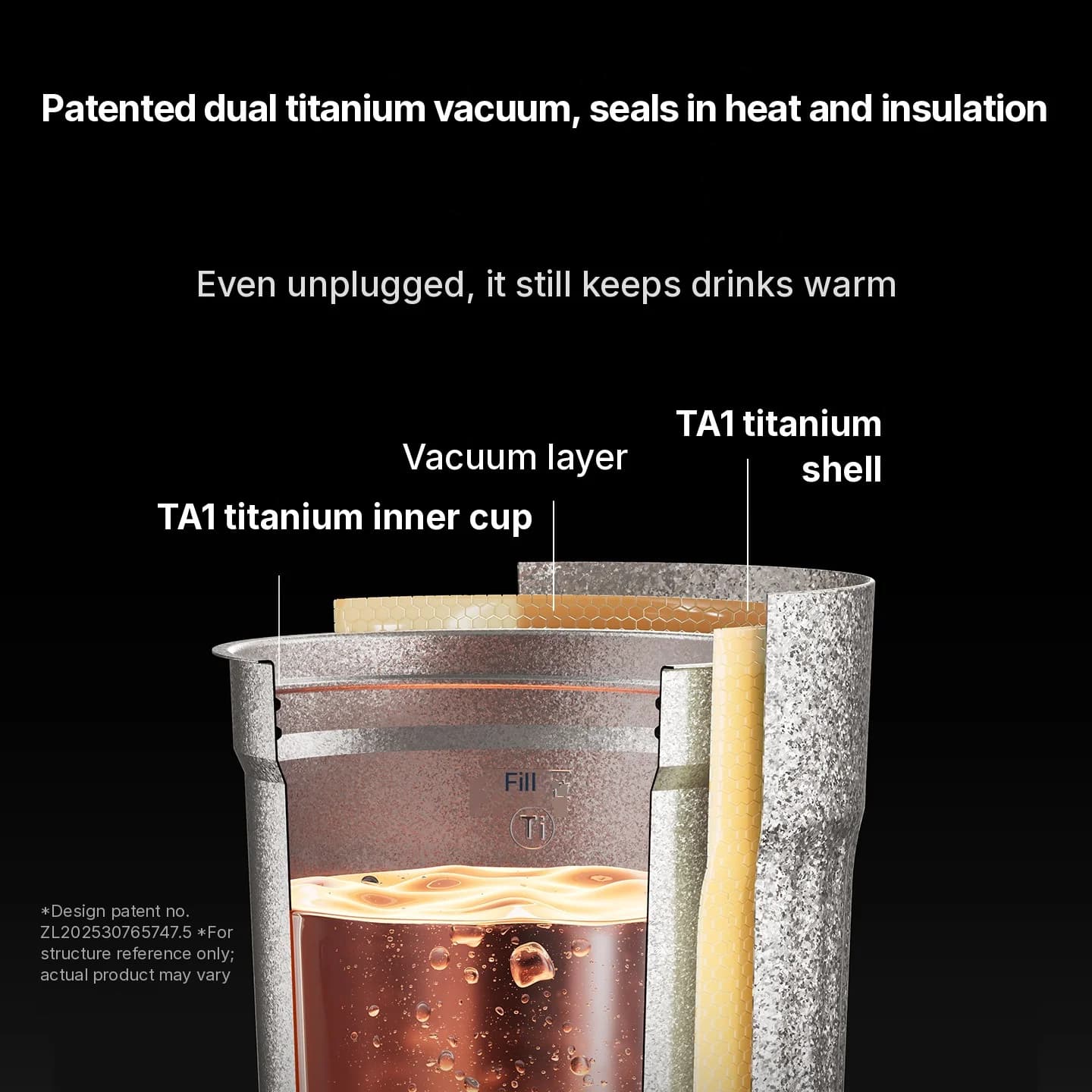 Titanium elektrisk rejsekop 400ml med temperaturdisplay