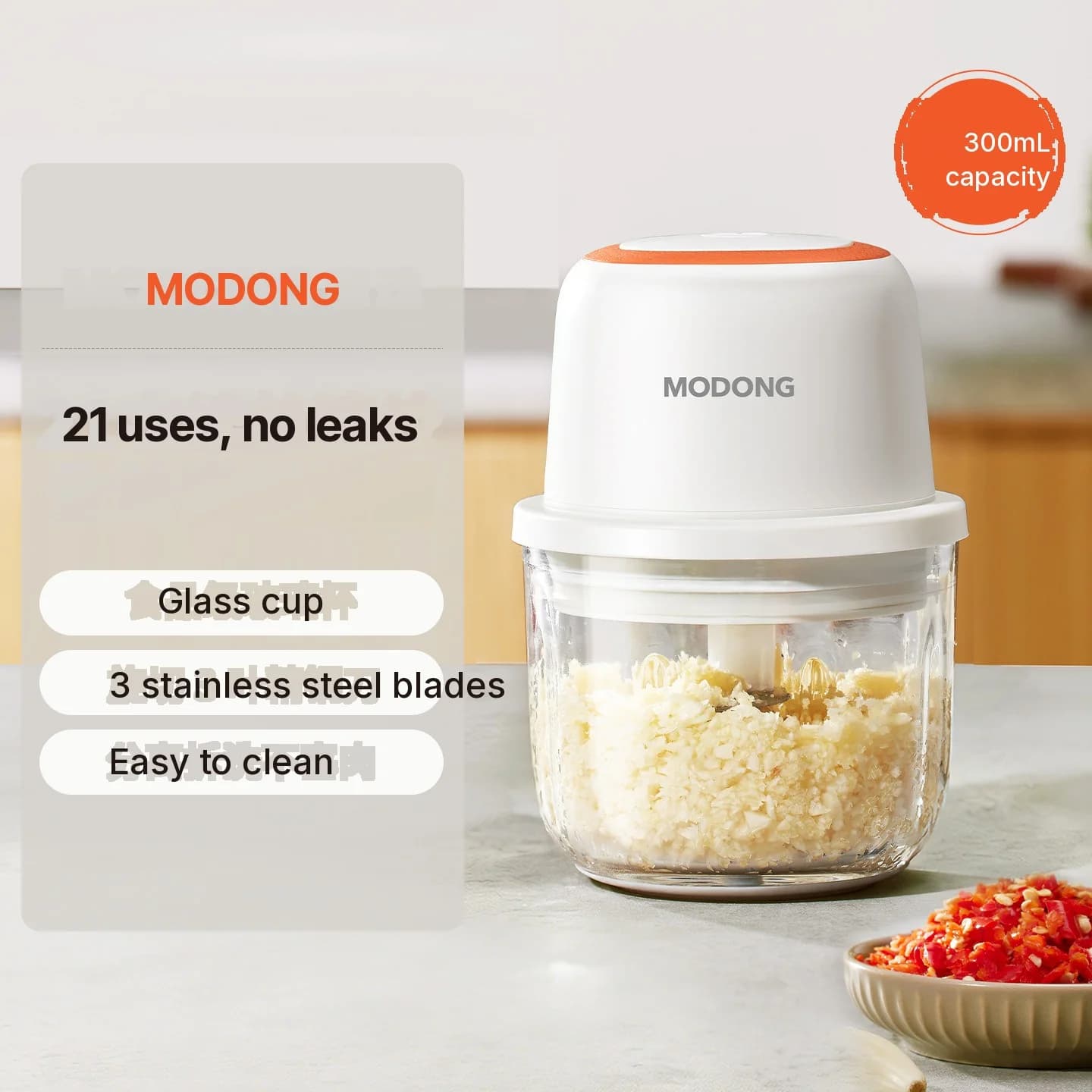 Elektrisk hvidløgshakker mini foodprocessor 300ml 5V 45W