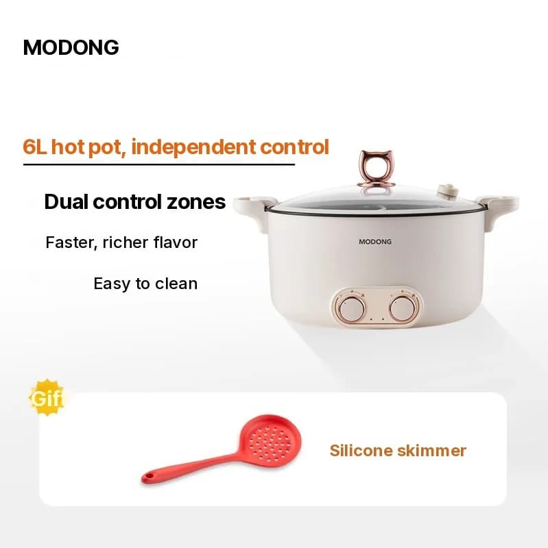 Elektrisk hot pot med skilleindsats 6L-8L, 220V, 5-6 personer