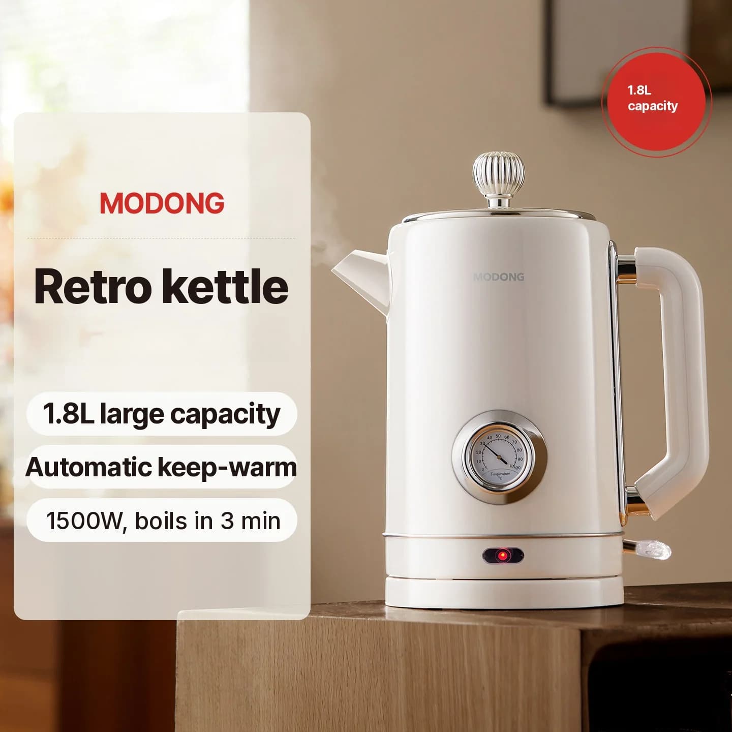 304 rustfrit stål elkedel 1.8L hold varm 1500W
