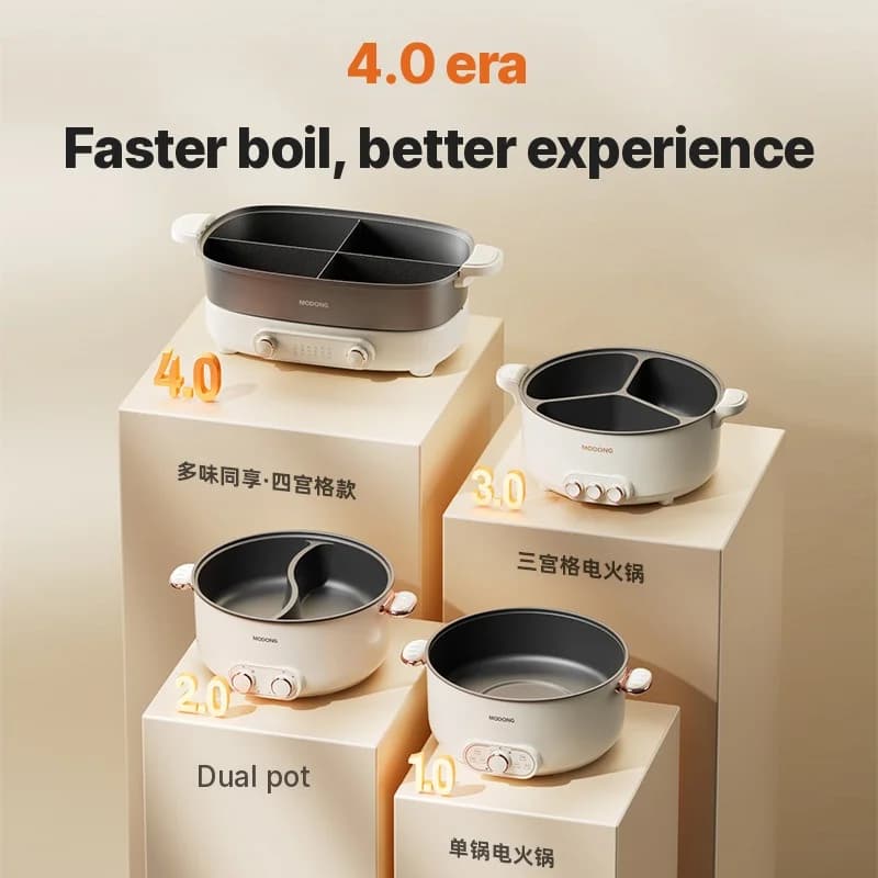 Elektrisk hotpot 7L med skilleplade eller fire rum, 220V, delt gryde