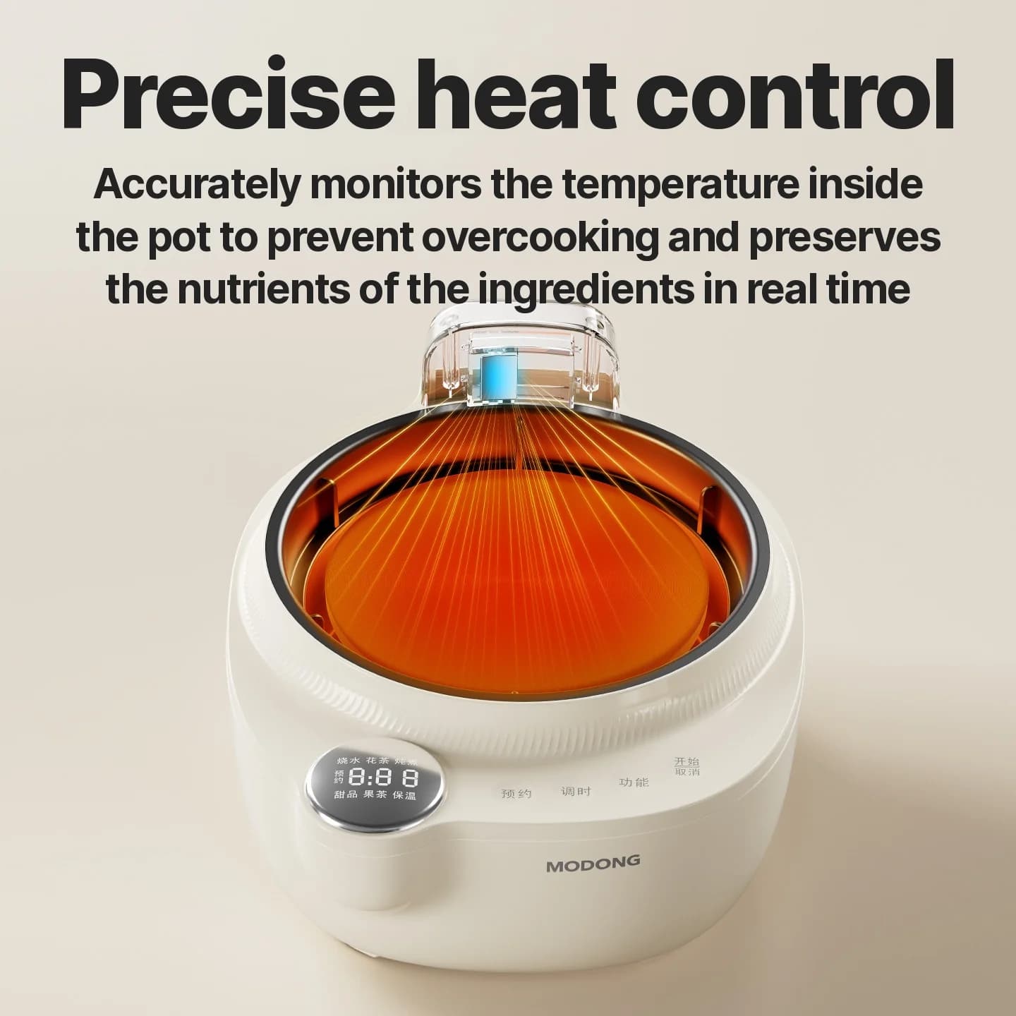 Elektrisk glas sundhedskande med temperaturkontrol og tedamper
