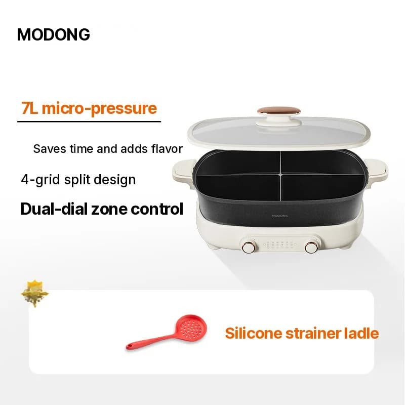 Elektrisk hotpot 7L med skilleplade eller fire rum, 220V, delt gryde
