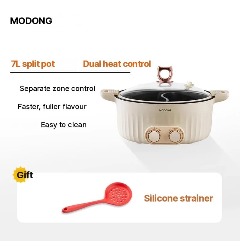 Elektrisk hot pot med skilleindsats 6L-8L, 220V, 5-6 personer