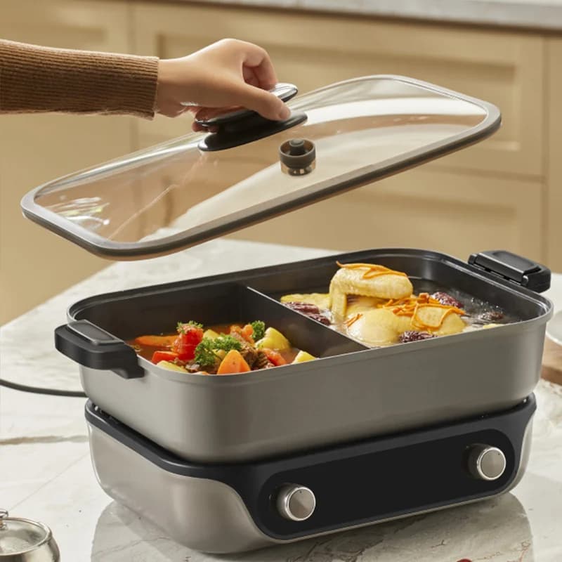 Elektrisk delt hot pot, dobbelt knapstyring, 8L, sort