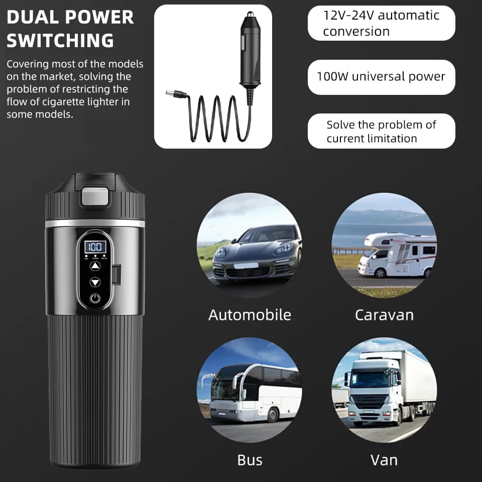 500ml 12V/24V elektrisk varmekop